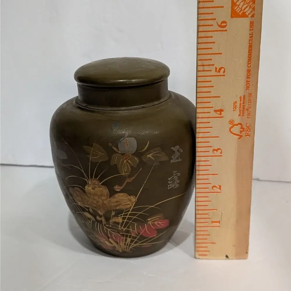Vintage Japanese Mixed Metal Tea Caddy Jar Arakawa Seisakusho Patinated